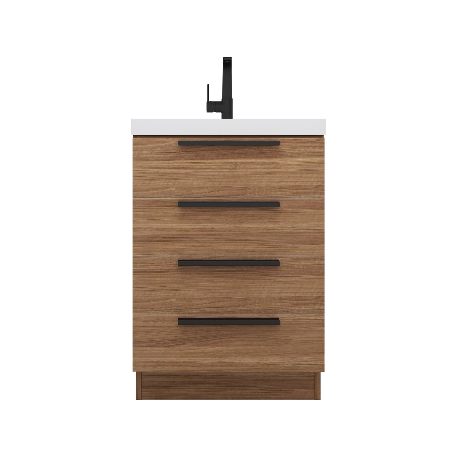 Carla 24 In. Freestanding Single Sink Bathroom Vanity with Acrylic Top