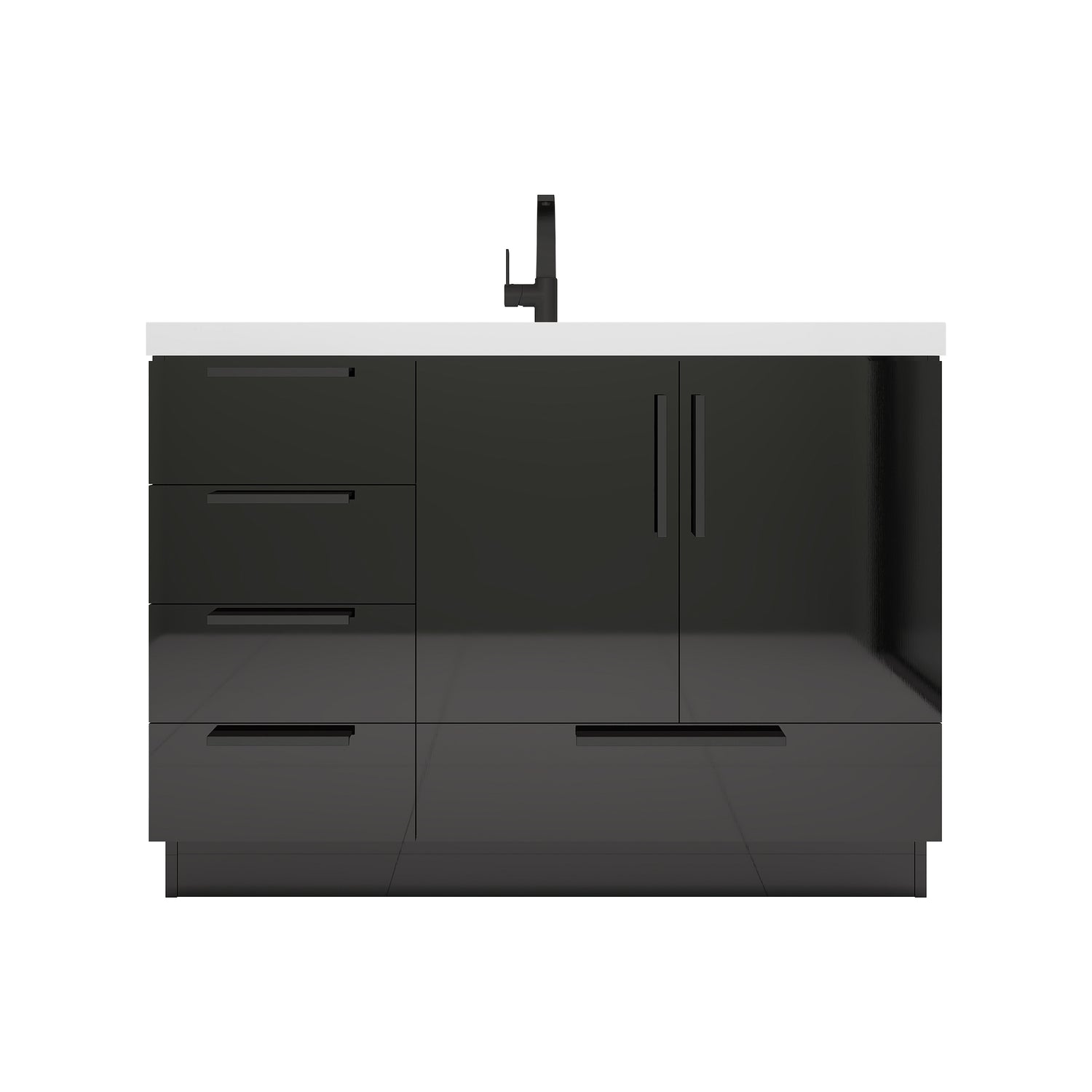 Carla 48 In. Freestanding Single Sink Bathroom Vanity with Acrylic Top
