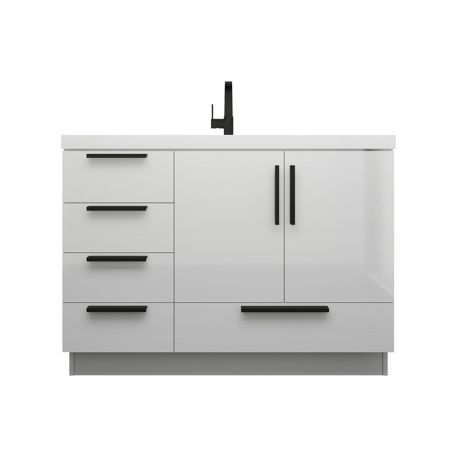 Carla 48 In. Freestanding Single Sink Bathroom Vanity with Acrylic Top