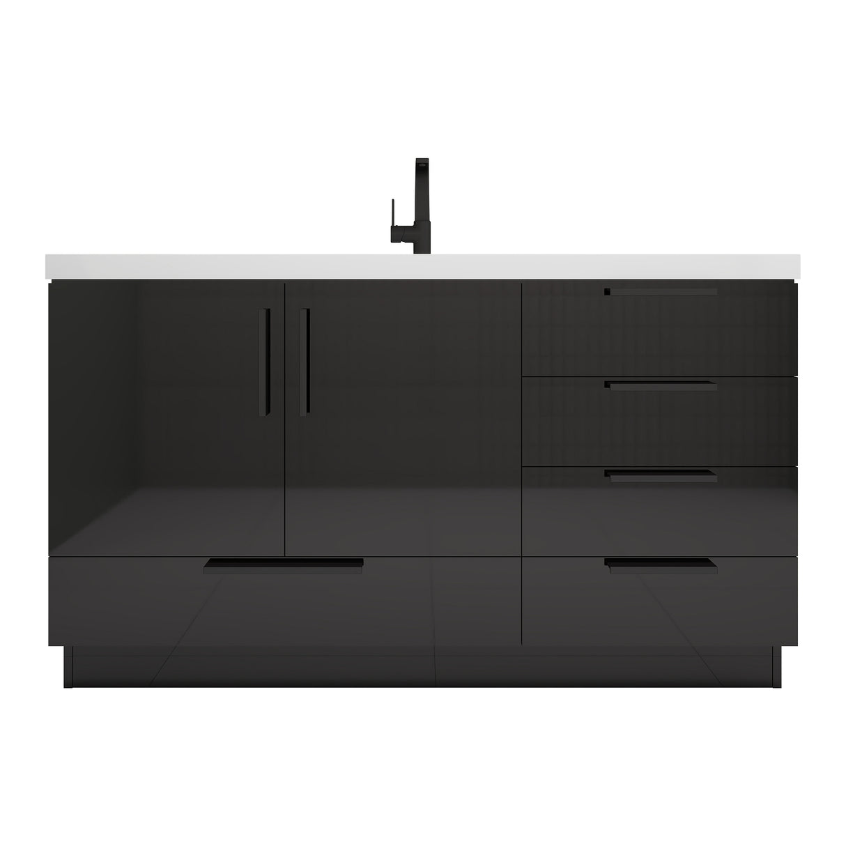 Carla 60 In. Freestanding Single Sink Bathroom Vanity with Acrylic Top