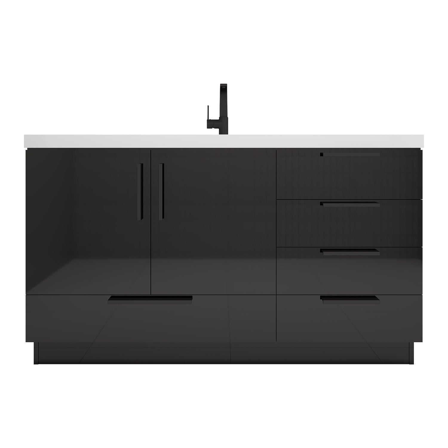Carla 60 In. Freestanding Single Sink Bathroom Vanity with Acrylic Top