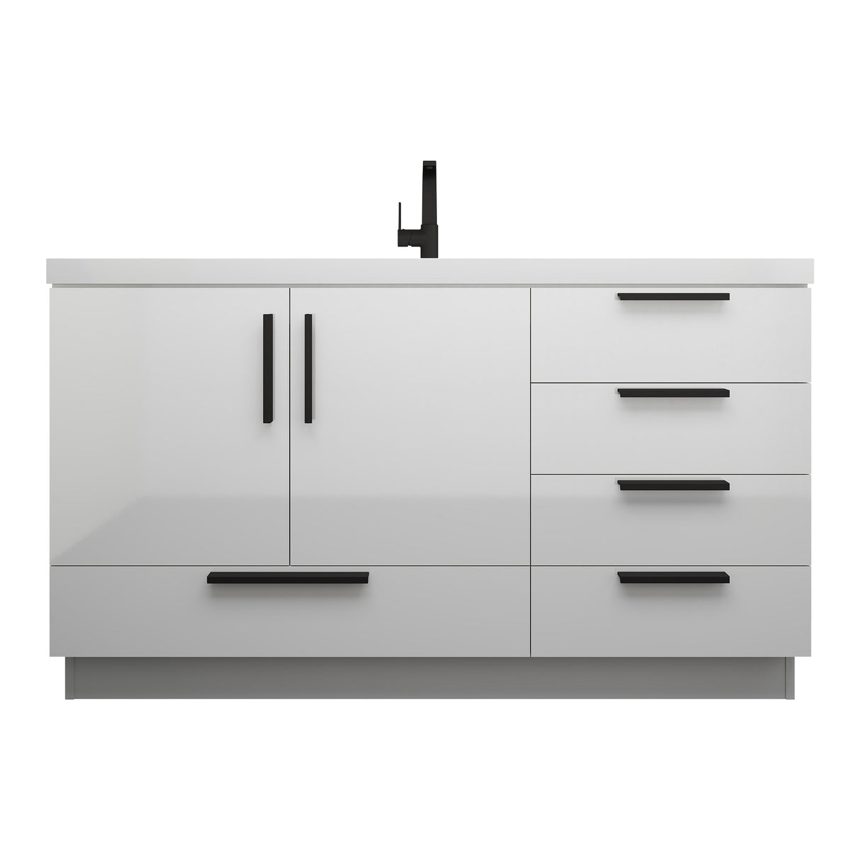 Carla 60 In. Freestanding Single Sink Bathroom Vanity with Acrylic Top
