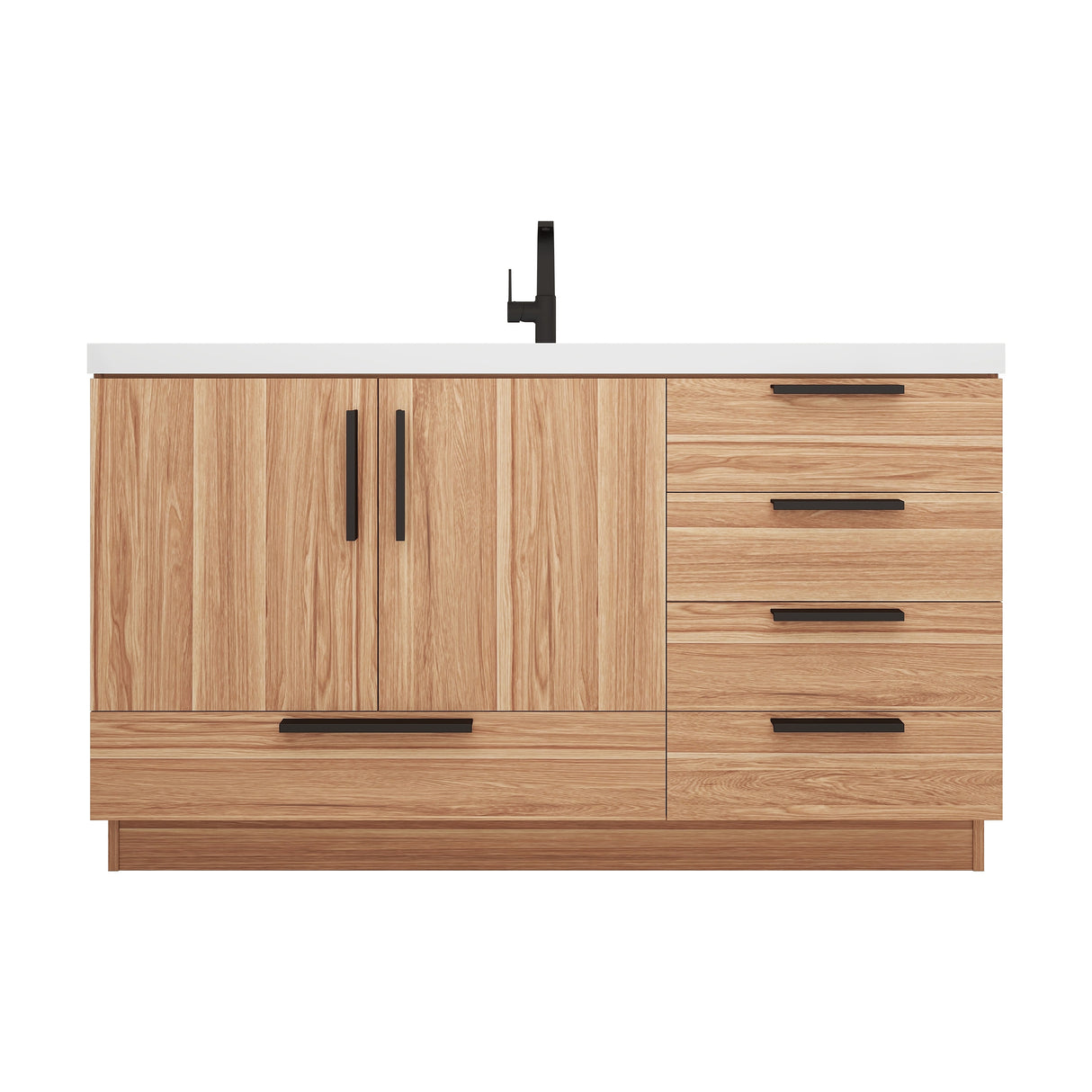 Carla 60 In. Freestanding Single Sink Bathroom Vanity with Acrylic Top