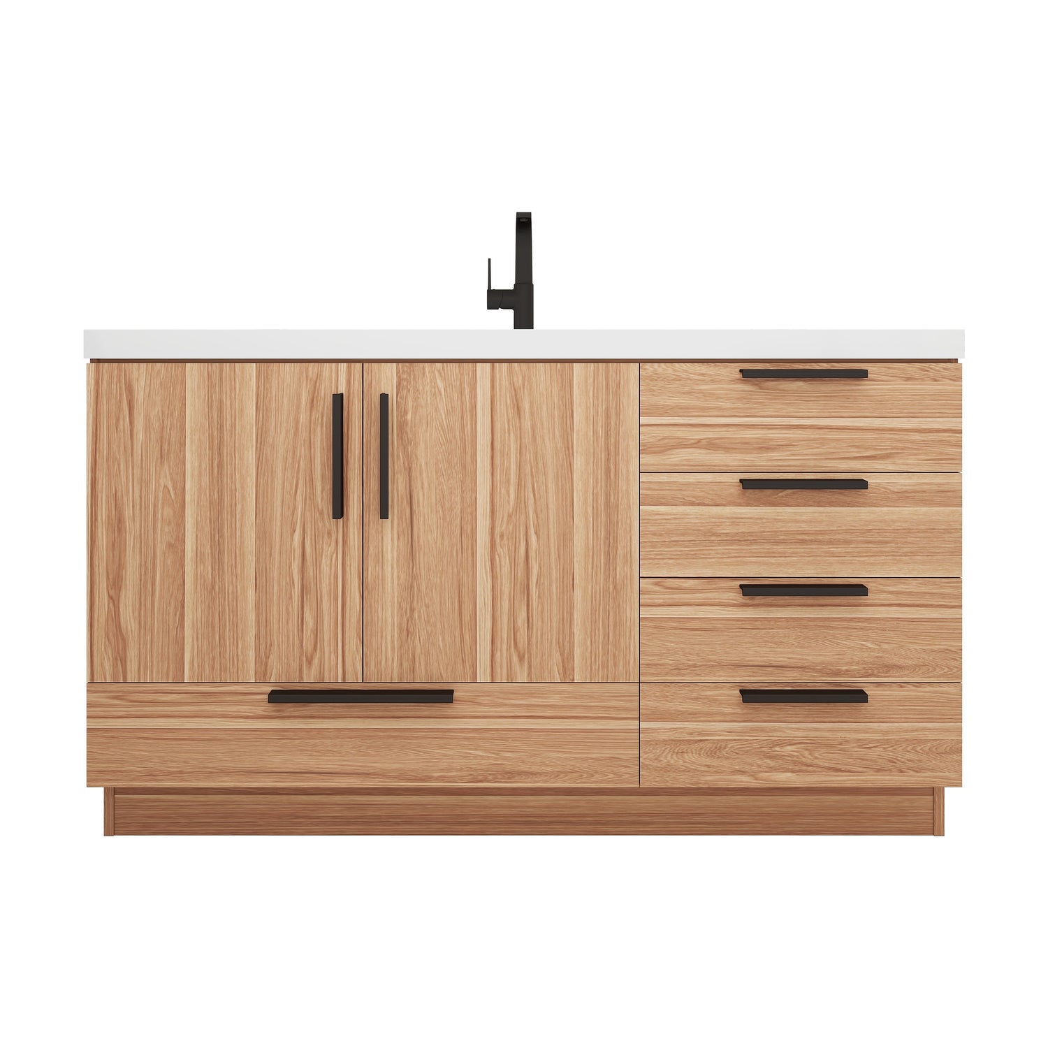 Carla 60 In. Freestanding Single Sink Bathroom Vanity with Acrylic Top