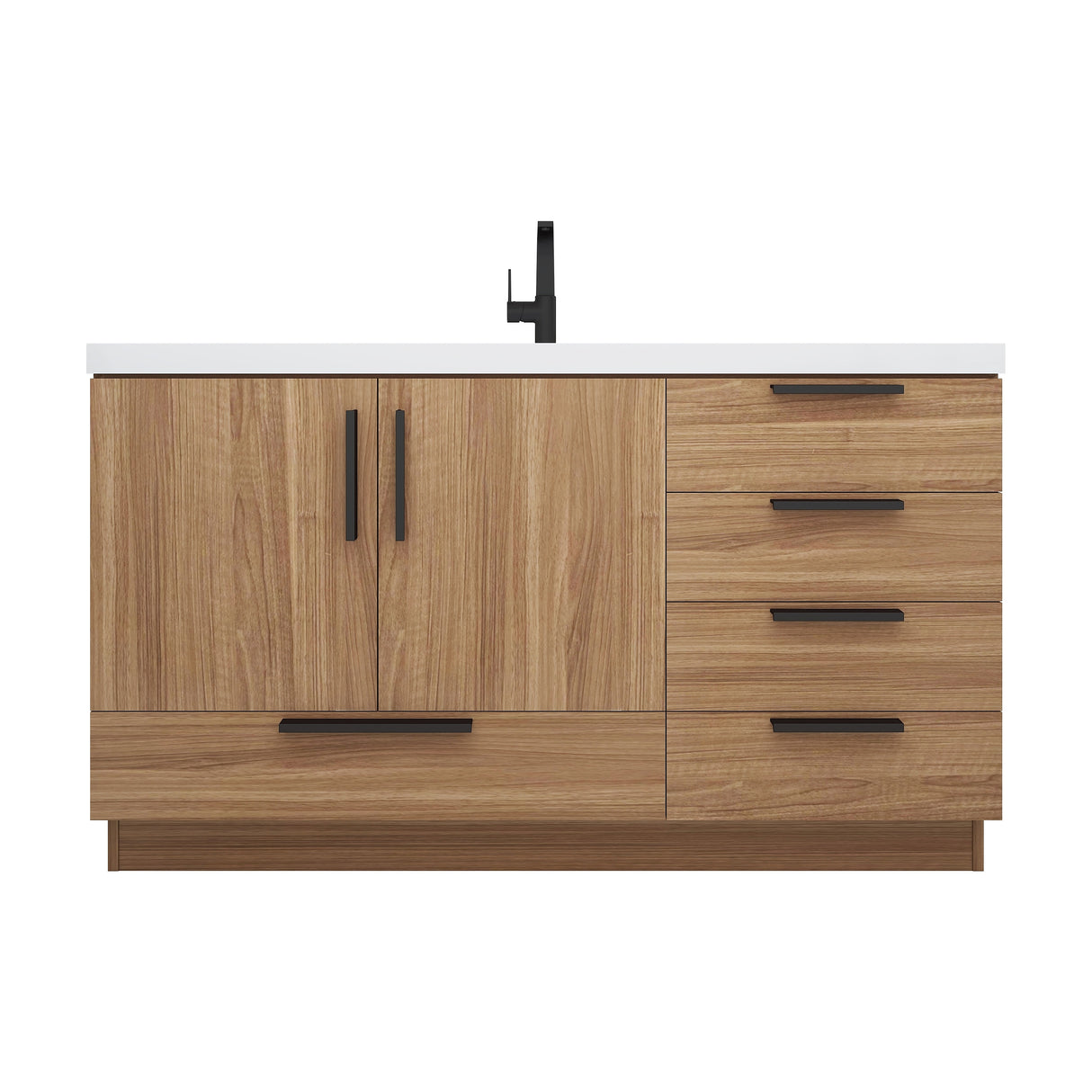 Carla 60 In. Freestanding Single Sink Bathroom Vanity with Acrylic Top