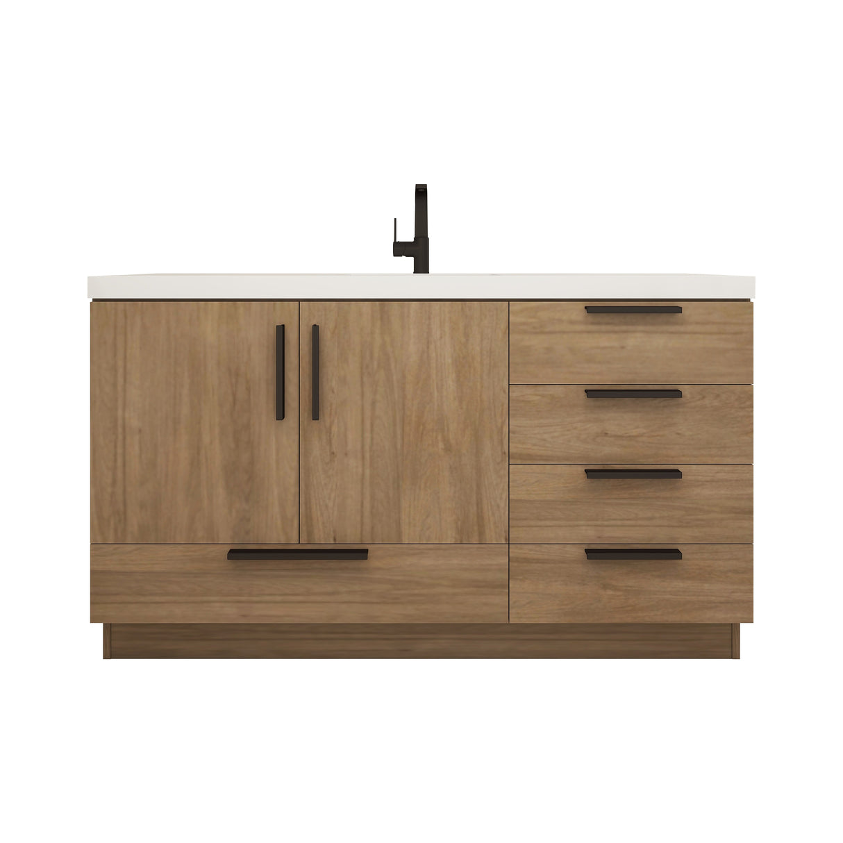 Carla 60 In. Freestanding Single Sink Bathroom Vanity with Acrylic Top
