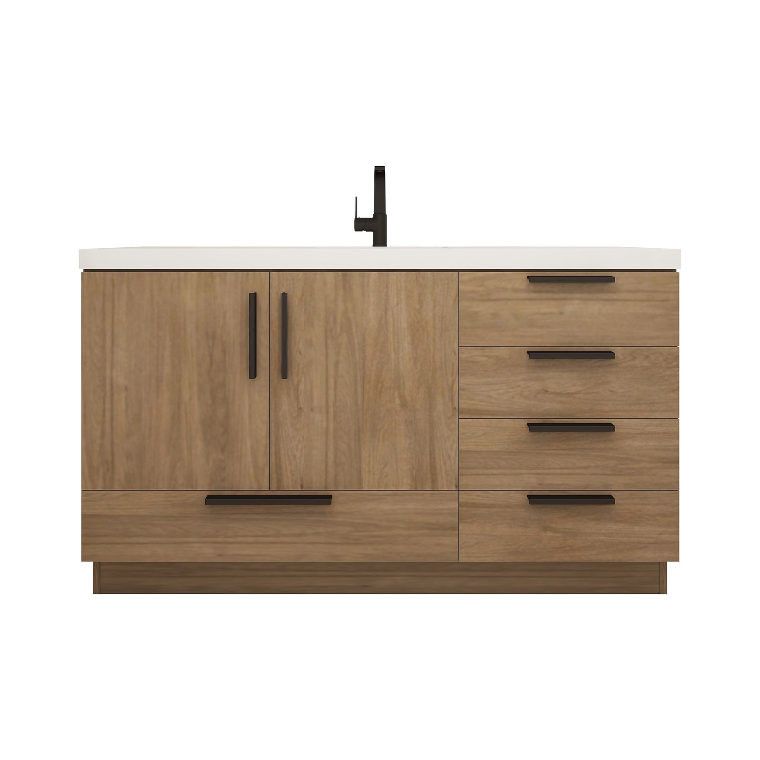 Carla 60 In. Freestanding Single Sink Bathroom Vanity with Acrylic Top
