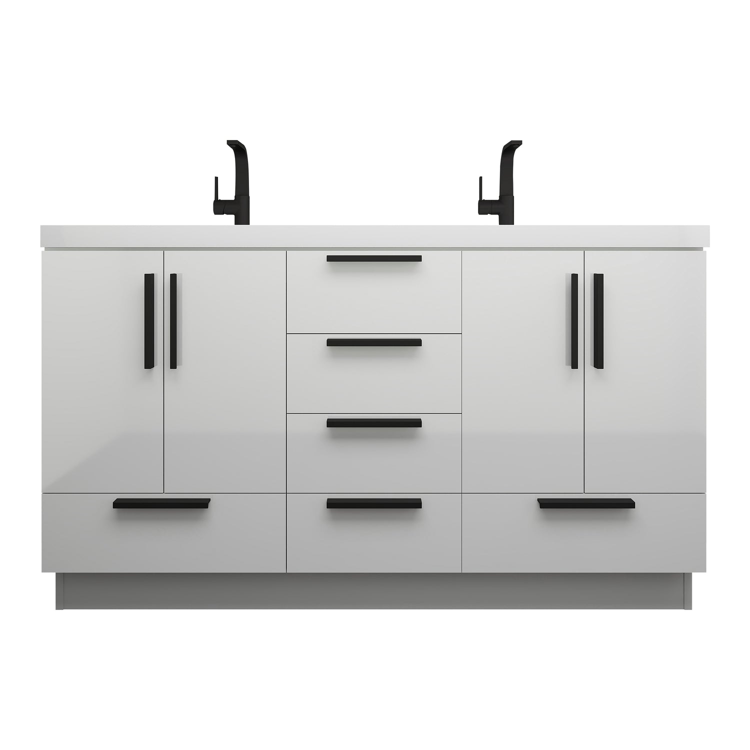 Carla 60 In. Freestanding Double Sink Bathroom Vanity with Acrylic Top