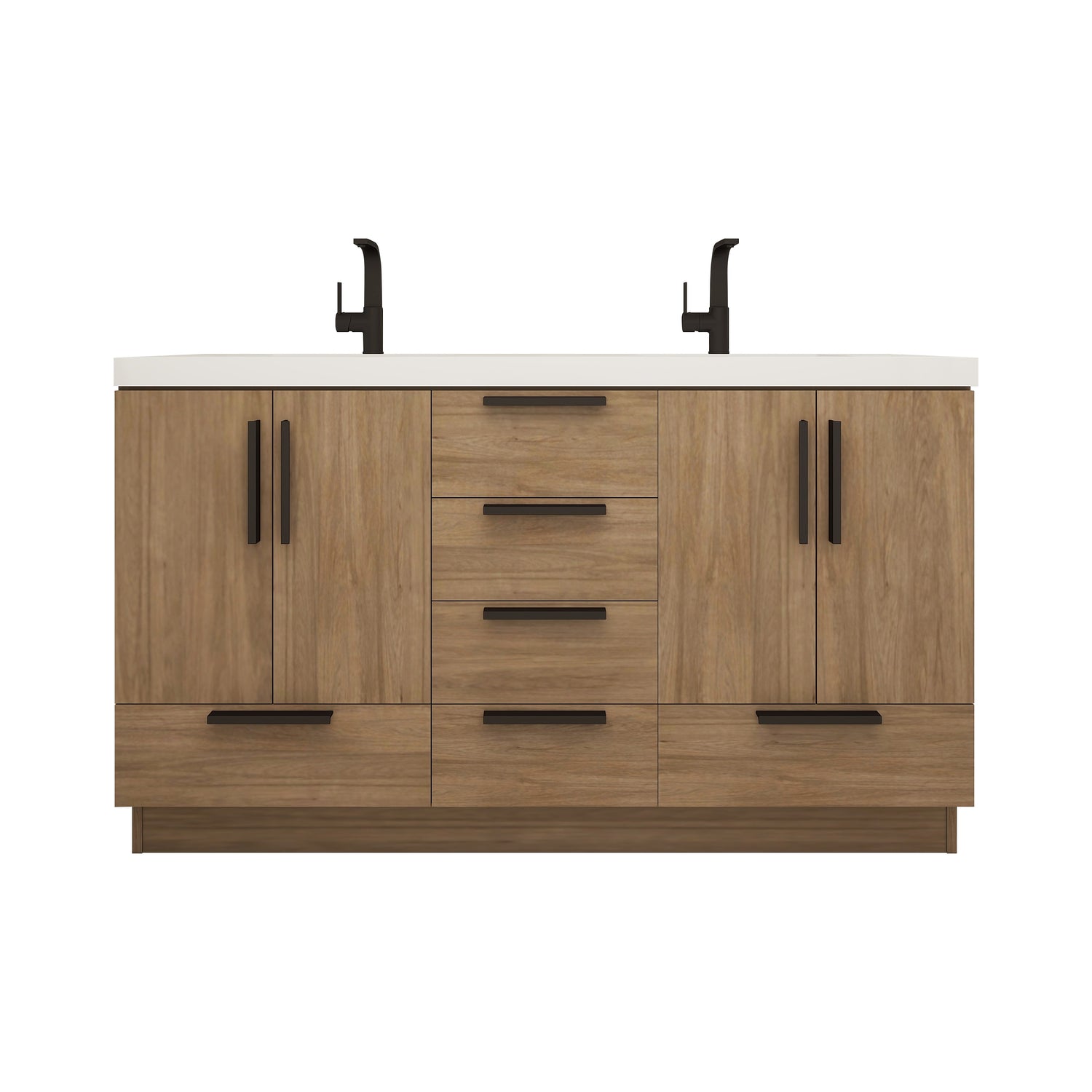 Carla 60 In. Freestanding Double Sink Bathroom Vanity with Acrylic Top