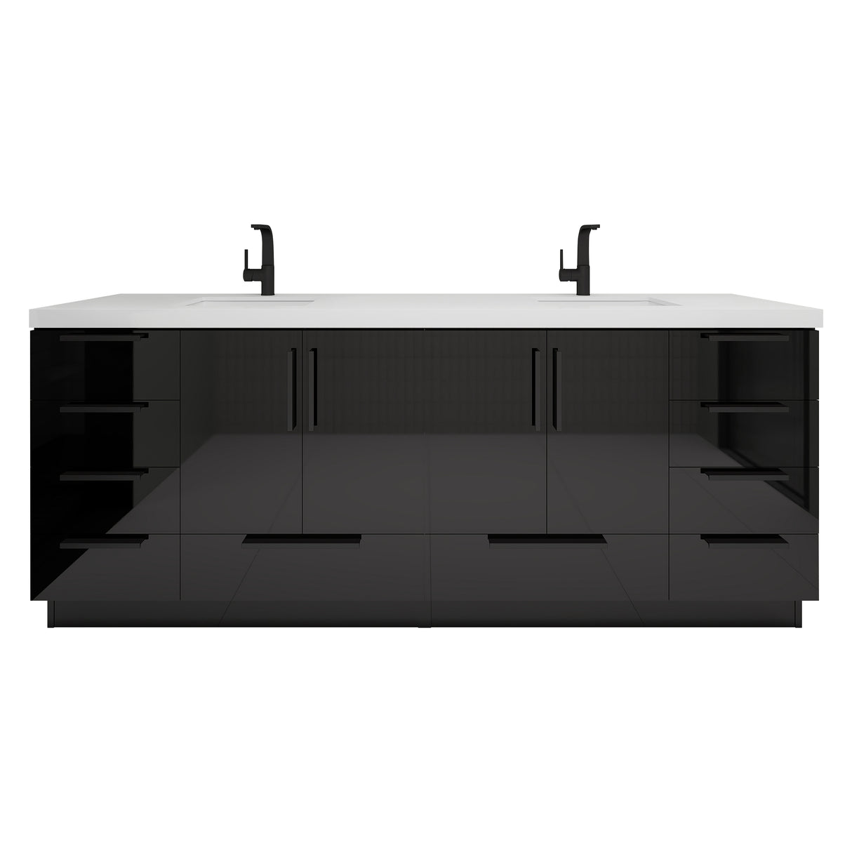 Carla 84 In. Freestanding Double Sink Bathroom Vanity with Acrylic Top