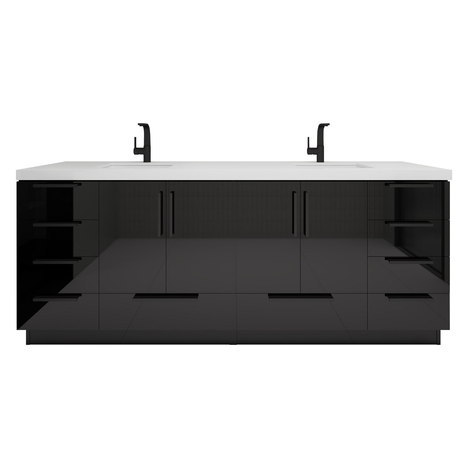 Carla 84 In. Freestanding Double Sink Bathroom Vanity with Acrylic Top