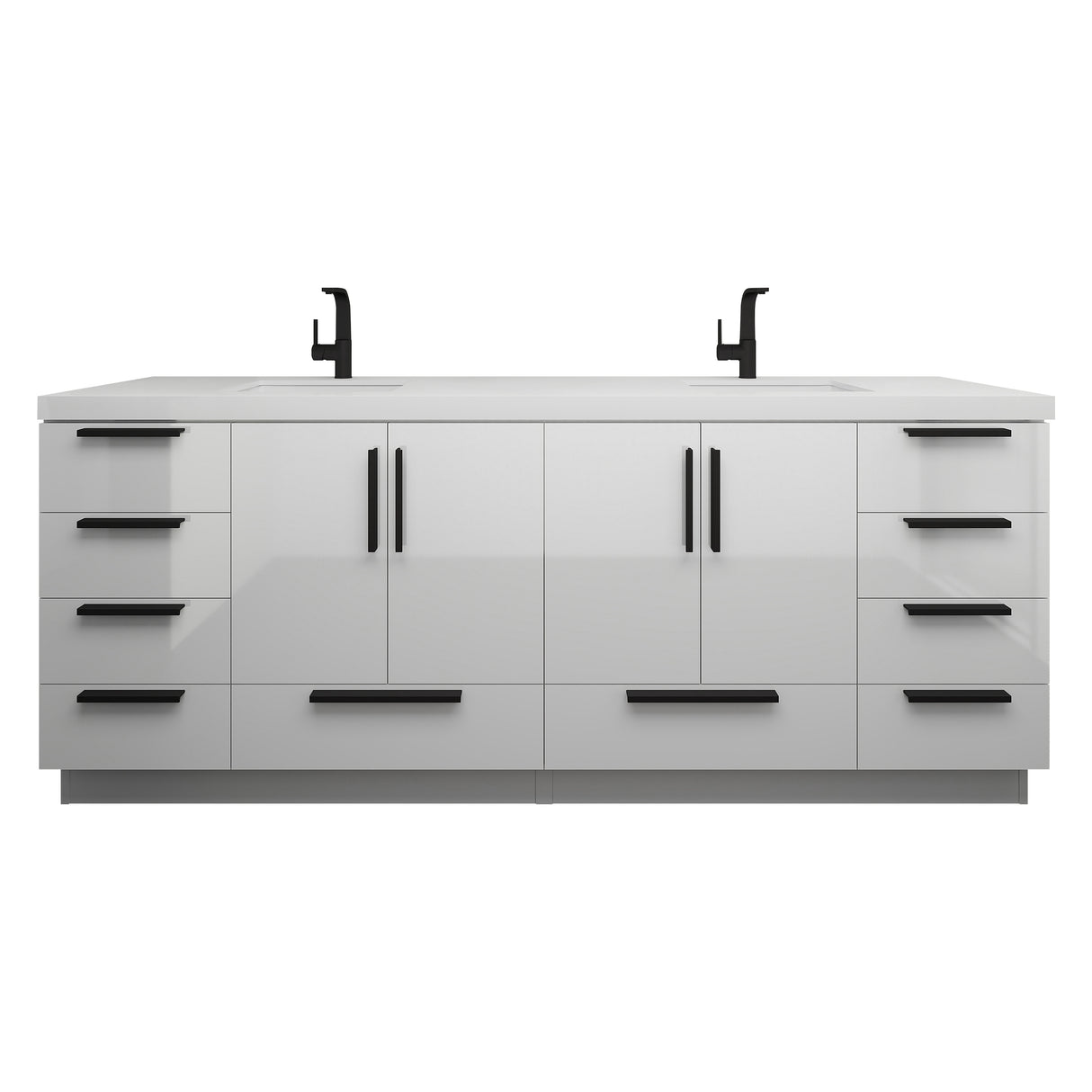 Carla 84 In. Freestanding Double Sink Bathroom Vanity with Acrylic Top