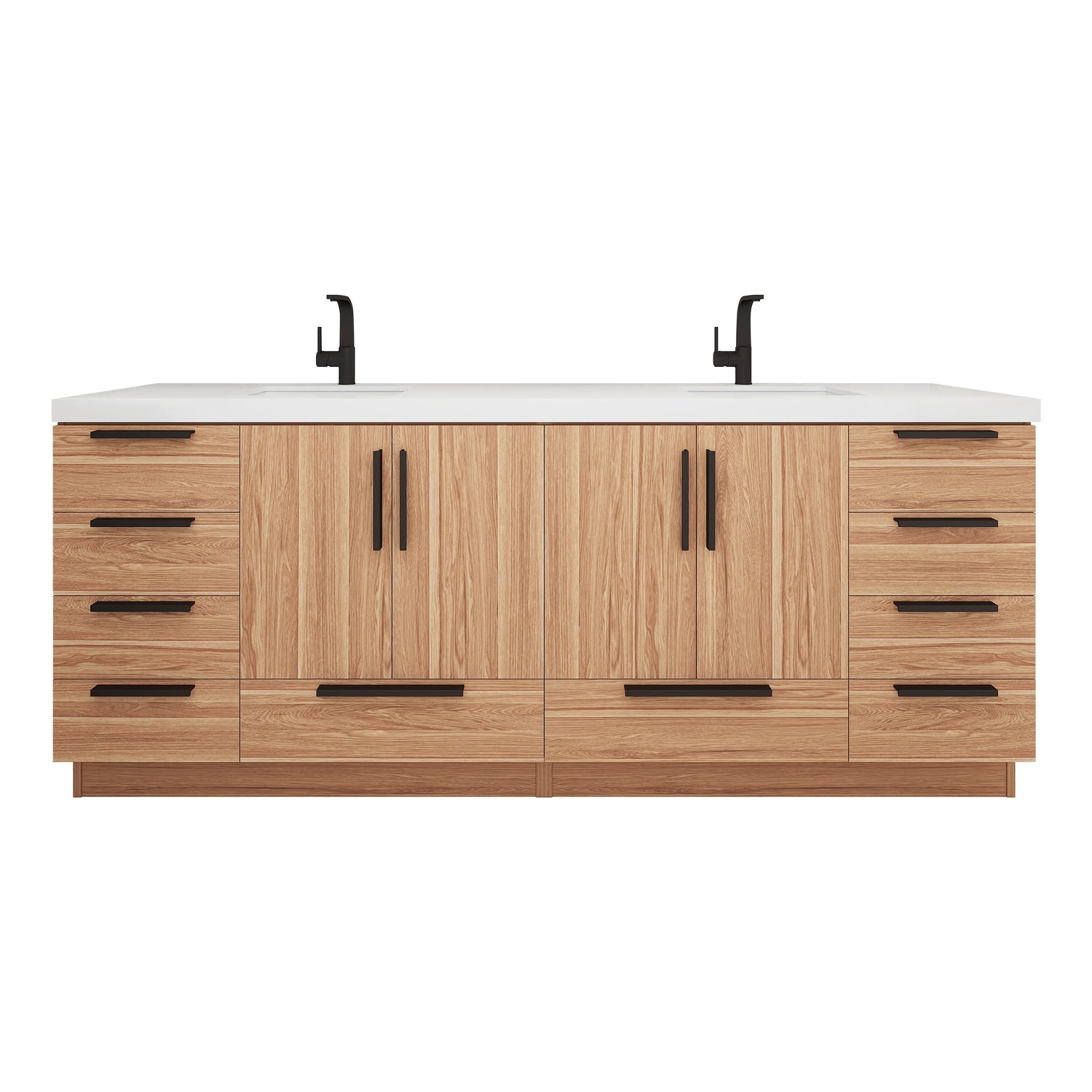 Carla 84 In. Freestanding Double Sink Bathroom Vanity with Acrylic Top