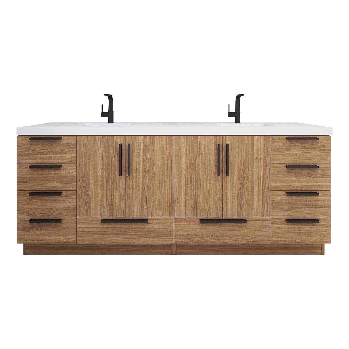 Carla 84 In. Freestanding Double Sink Bathroom Vanity with Acrylic Top