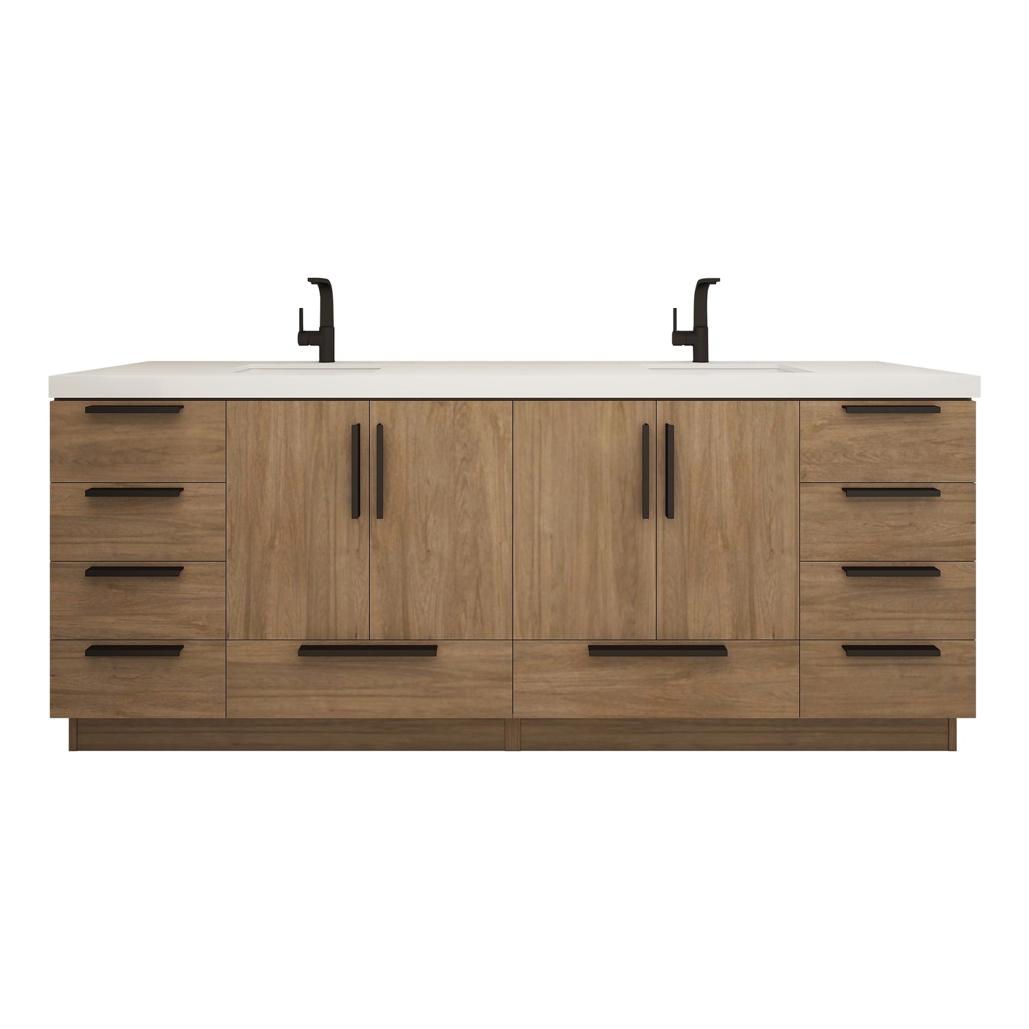 Carla 84 In. Freestanding Double Sink Bathroom Vanity with Acrylic Top