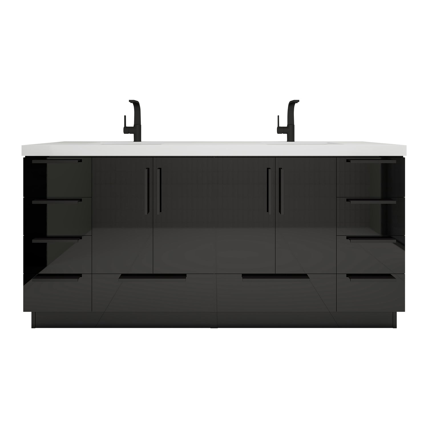 Carla 72 In. Freestanding Double Sink Bathroom Vanity with Acrylic Top