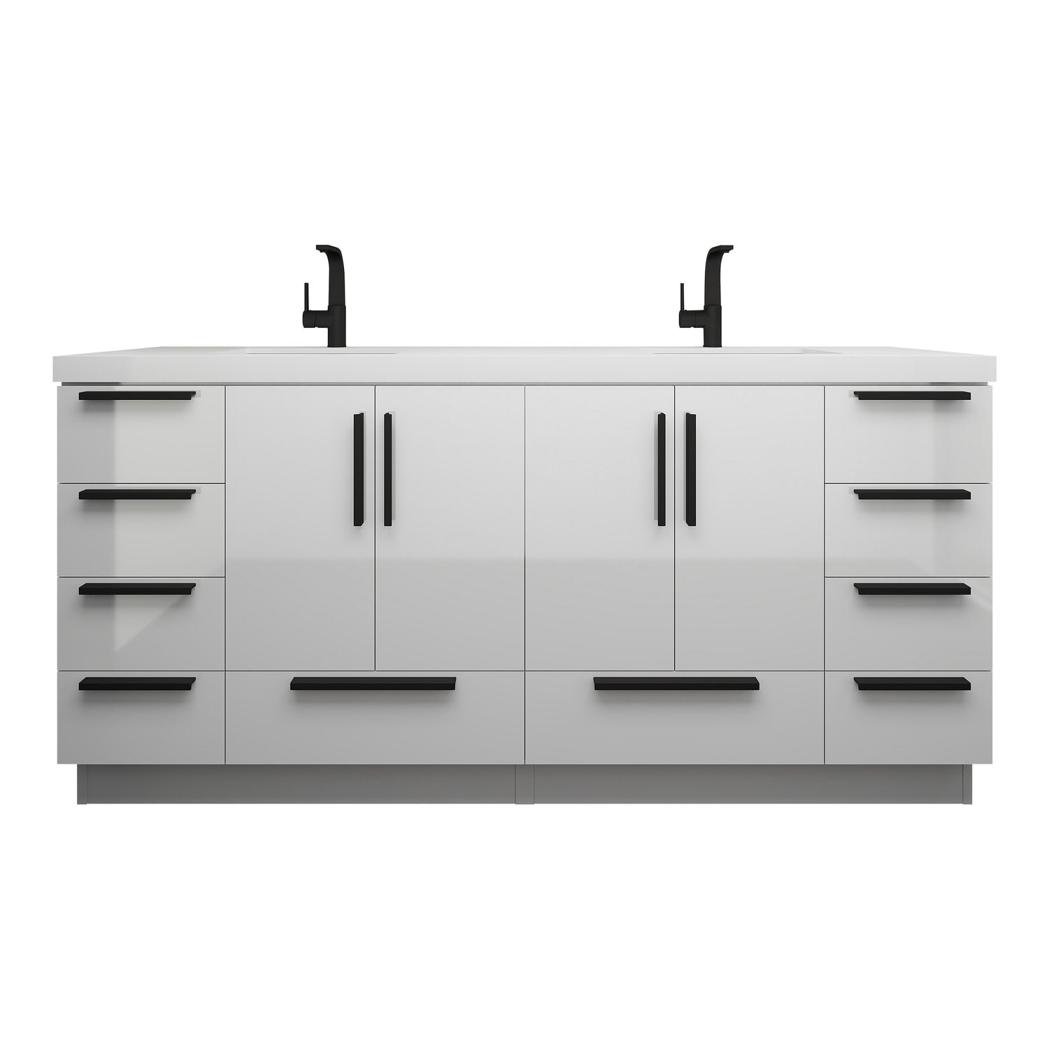 Carla 72 In. Freestanding Double Sink Bathroom Vanity with Acrylic Top