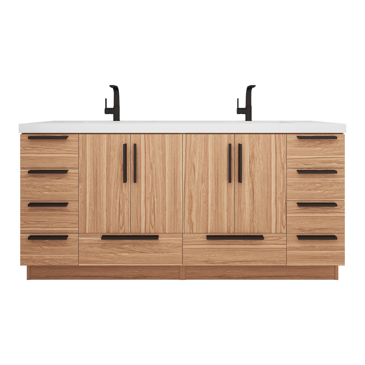 Carla 72 In. Freestanding Double Sink Bathroom Vanity with Acrylic Top