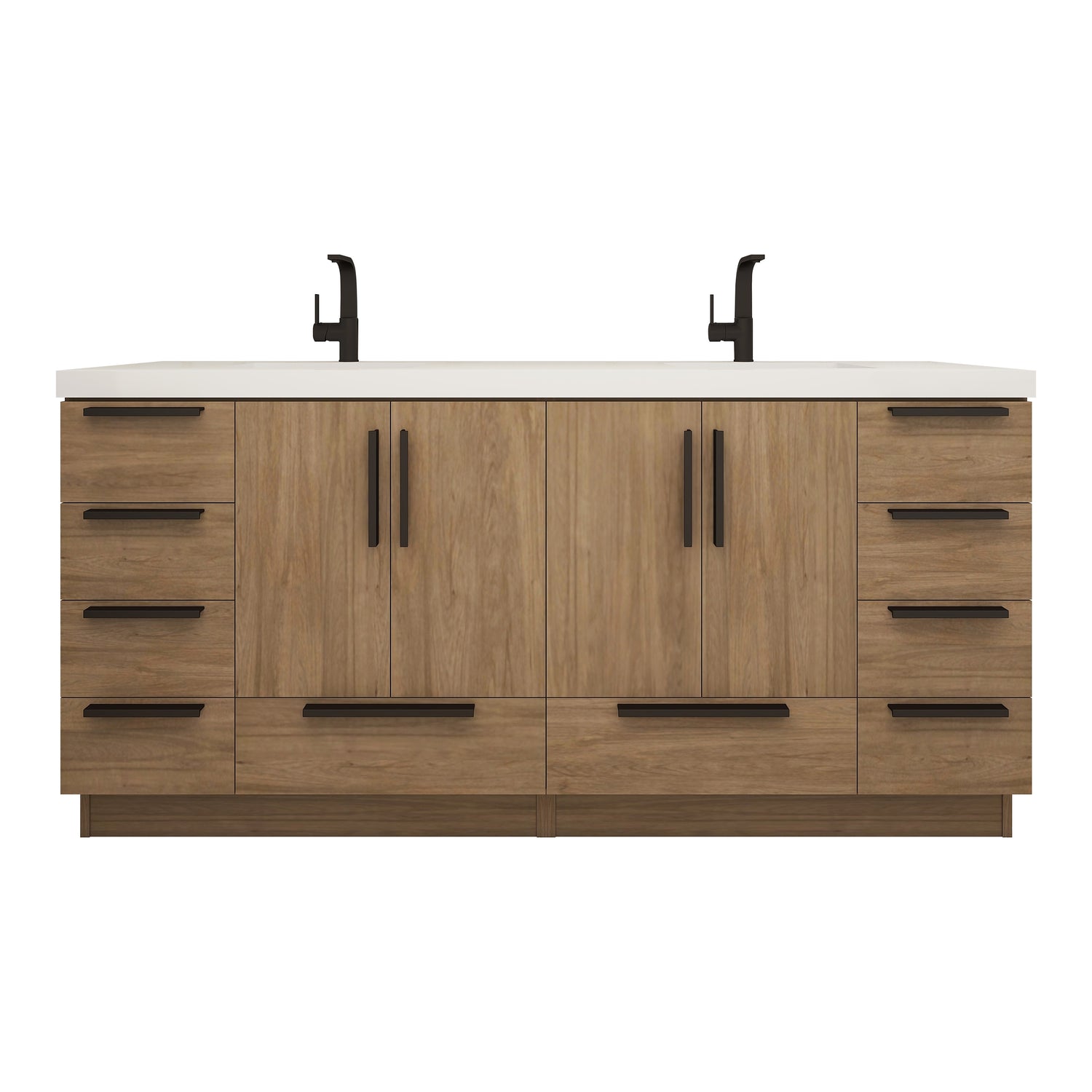 Carla 72 In. Freestanding Double Sink Bathroom Vanity with Acrylic Top