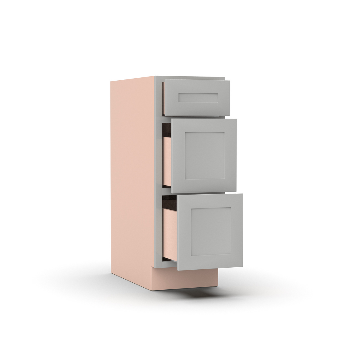 Liberty Shaker Ashen - 12 Inch Three Drawer Base Cabinet - 12" Width x 34.5" Height x 24" Depth