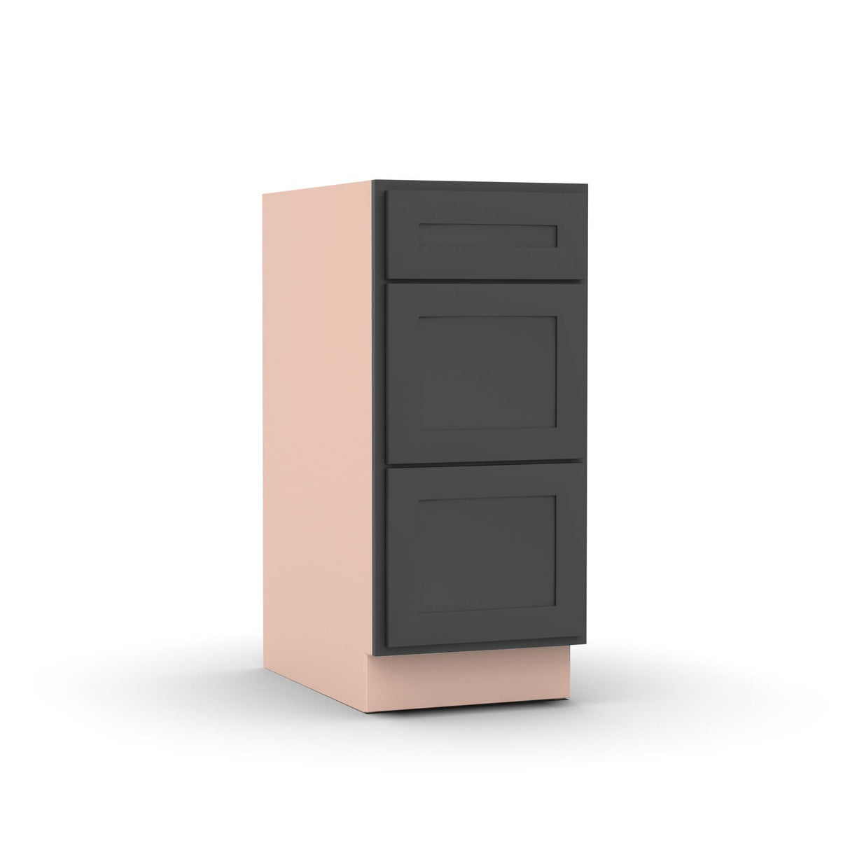 Liberty Shaker Grey - 15 Inch Three Drawer Base Cabinet - 15" Width x 34.5" Height x 24" Depth