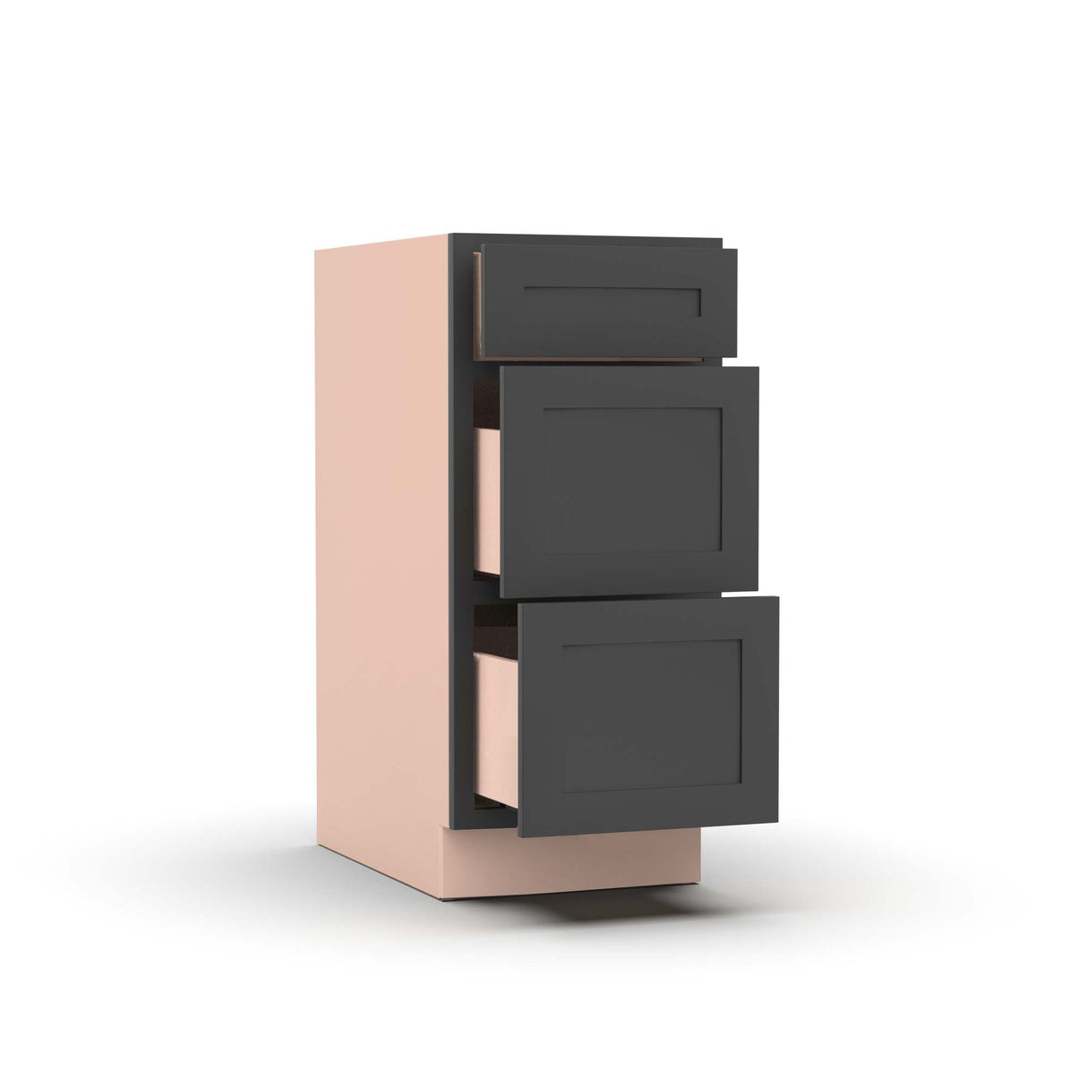 Liberty Shaker Grey - 15 Inch Three Drawer Base Cabinet - 15" Width x 34.5" Height x 24" Depth