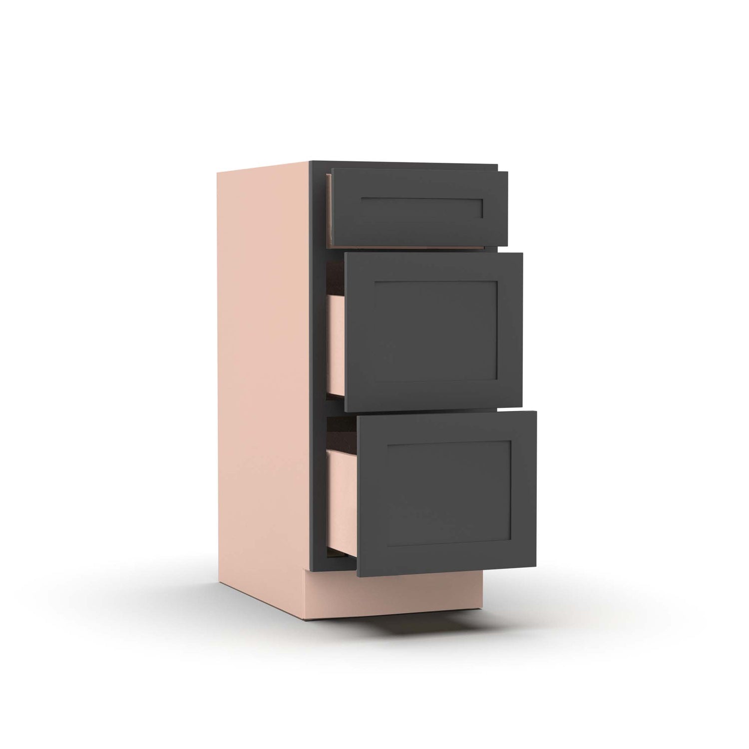 Liberty Shaker Grey - 15 Inch Three Drawer Base Cabinet - 15" Width x 34.5" Height x 24" Depth