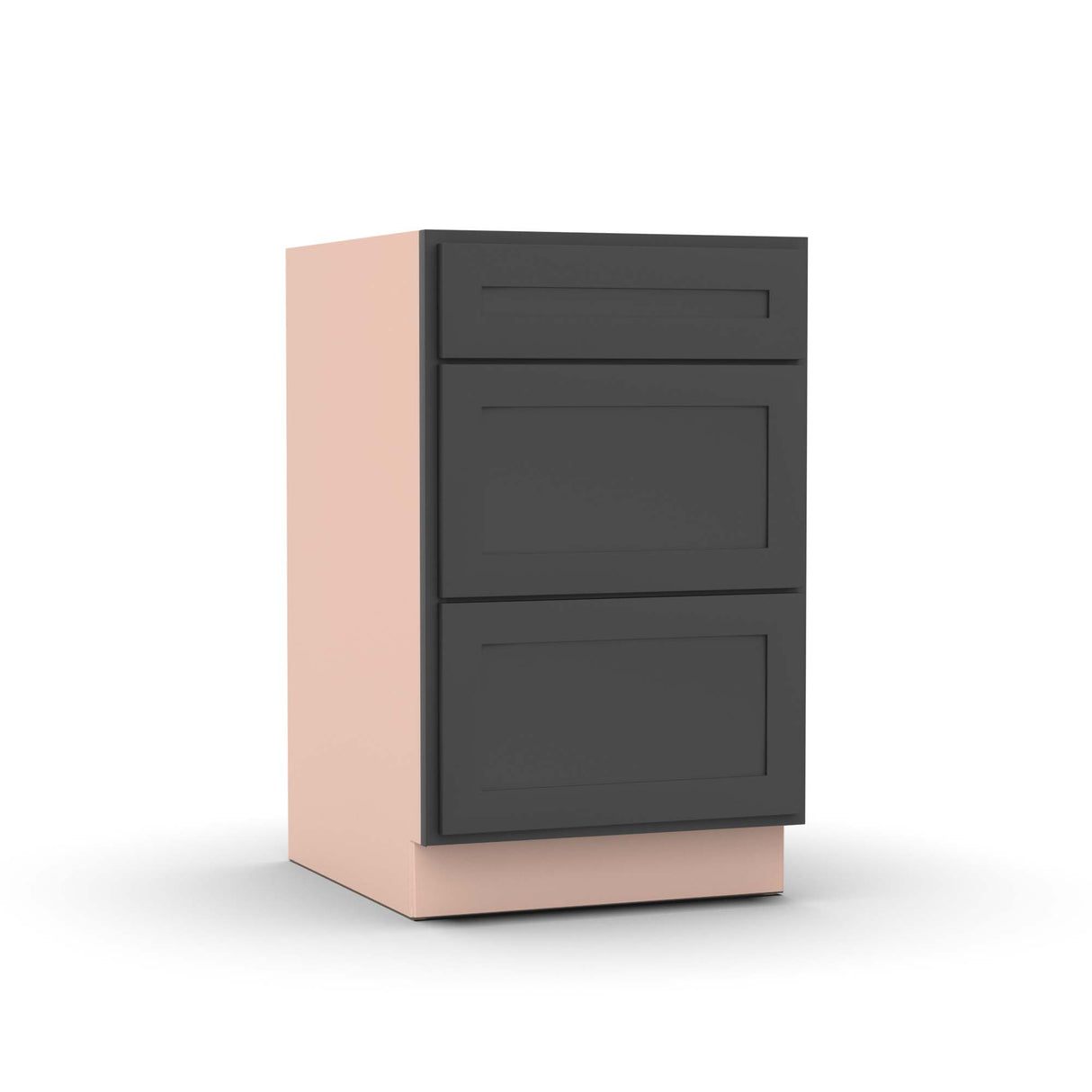 Liberty Shaker Grey - 21 Inch Three Drawer Base Cabinet - 21" Width x 34.5" Height x 24" Depth