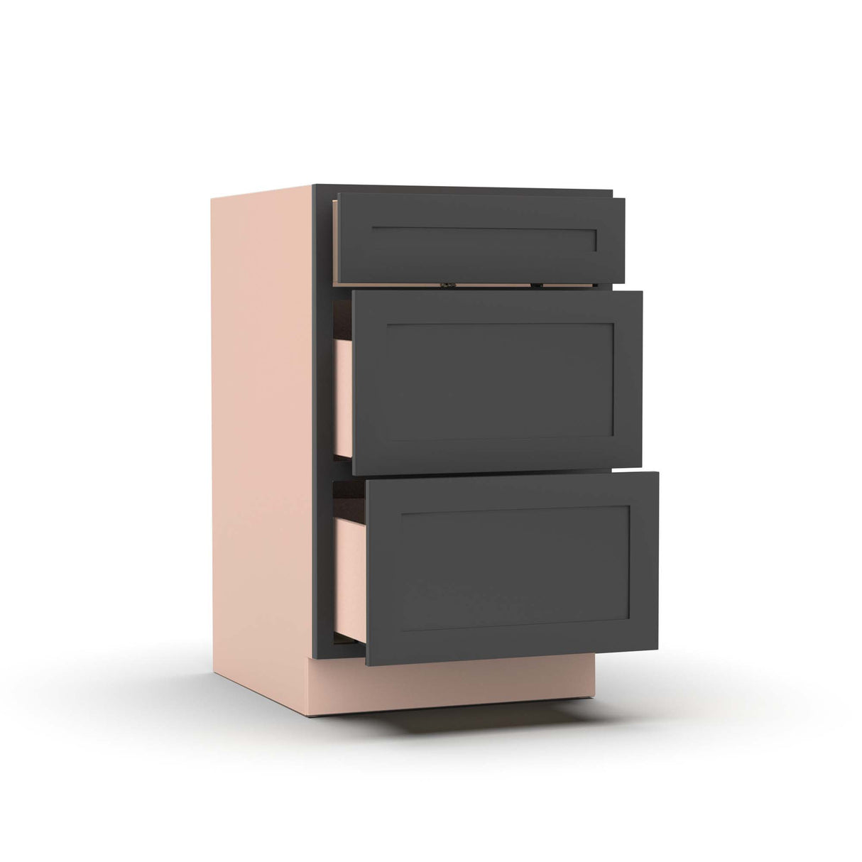 Liberty Shaker Grey - 21 Inch Three Drawer Base Cabinet - 21" Width x 34.5" Height x 24" Depth