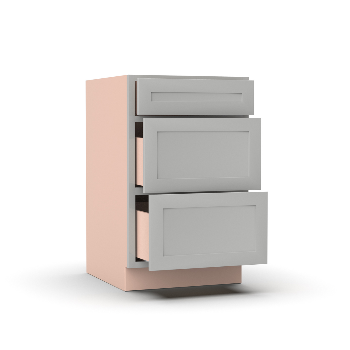 Liberty Shaker Ashen - 21 Inch Three Drawer Base Cabinet - 21" Width x 34.5" Height x 24" Depth