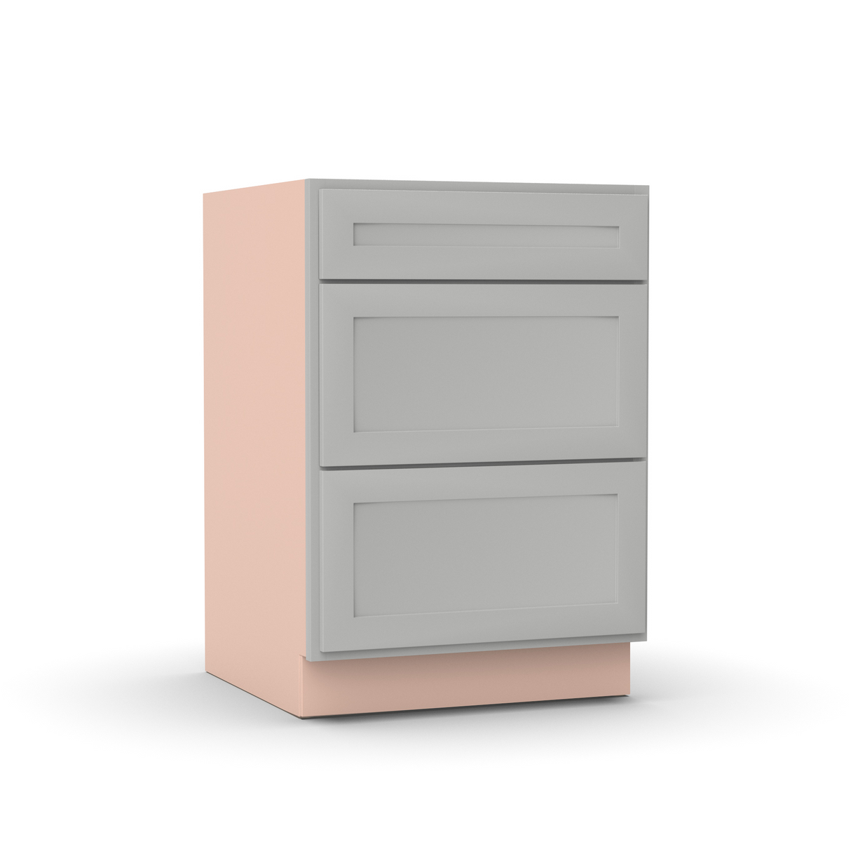 Liberty Shaker Ashen - 24 Inch Three Drawer Base Cabinet - 24" Width x 34.5" Height x 24" Depth