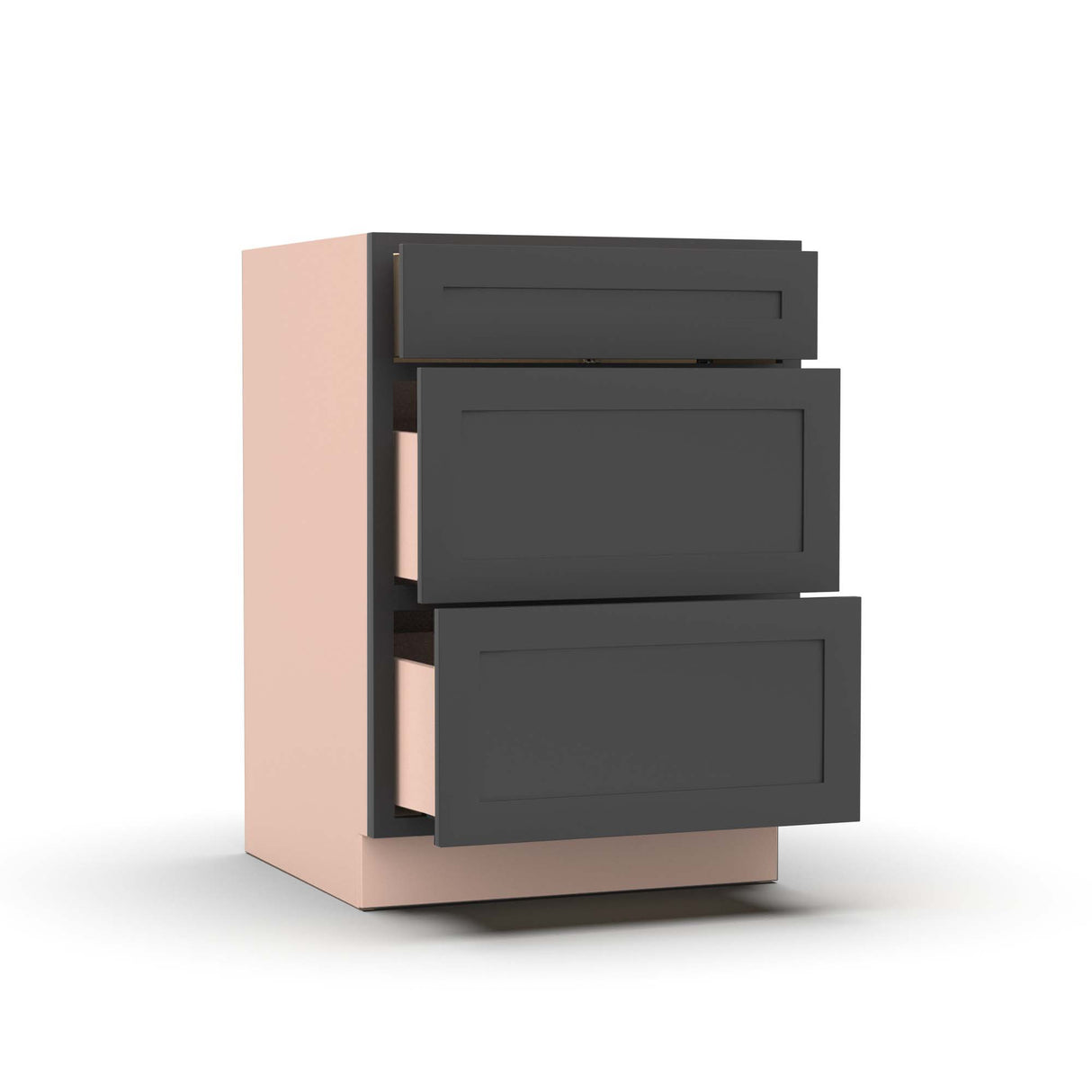 Liberty Shaker Grey - 24 Inch Three Drawer Base Cabinet - 24" Width x 34.5" Height x 24" Depth