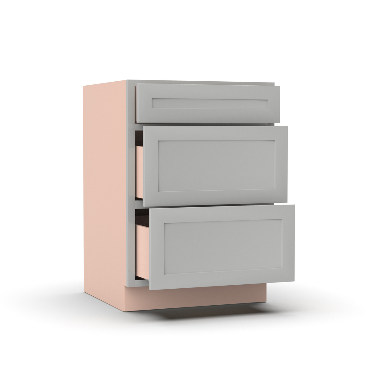 Liberty Shaker Ashen - 24 Inch Three Drawer Base Cabinet - 24" Width x 34.5" Height x 24" Depth