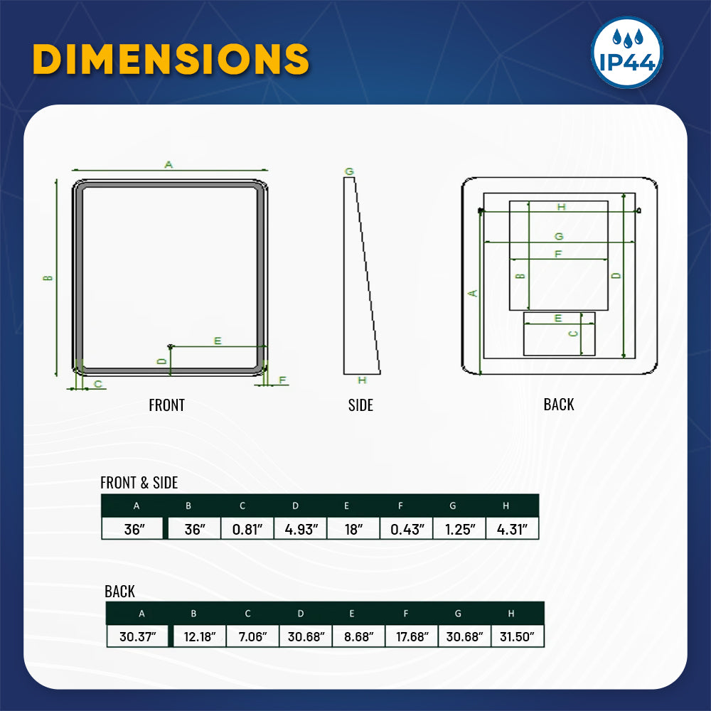 LED Lighted Bathroom Vanity Mirror With Shelf, Wall-Mounted, Touch Switch, Anti-Fog Adjustable Color Temperature & Remembrance, CRI 90+, Lighted Makeup Mirrors, Raven Style