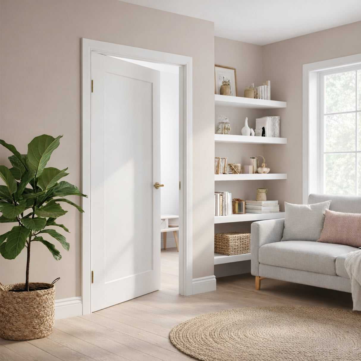 Ivanees 1-Panel Hollow Core Molded Shaker Door Slab - Madison 80 Inch Height