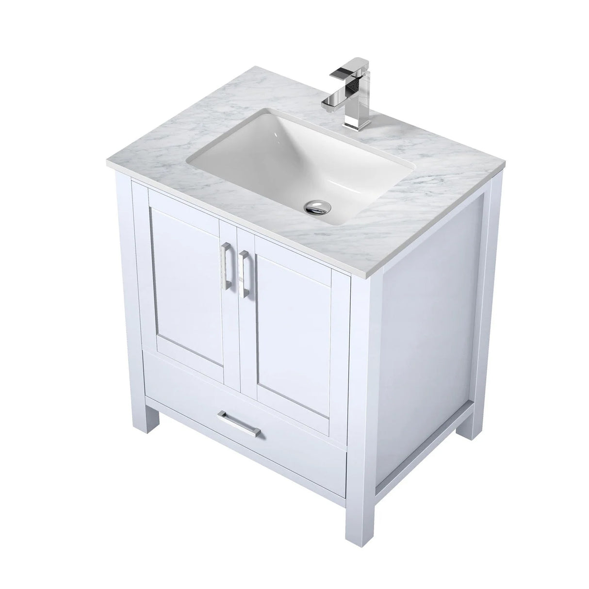 Jacques 30 in. Bathroom Freestanding Bathroom Vanity With Undermount Ceramic Sink, White Carrara Marble