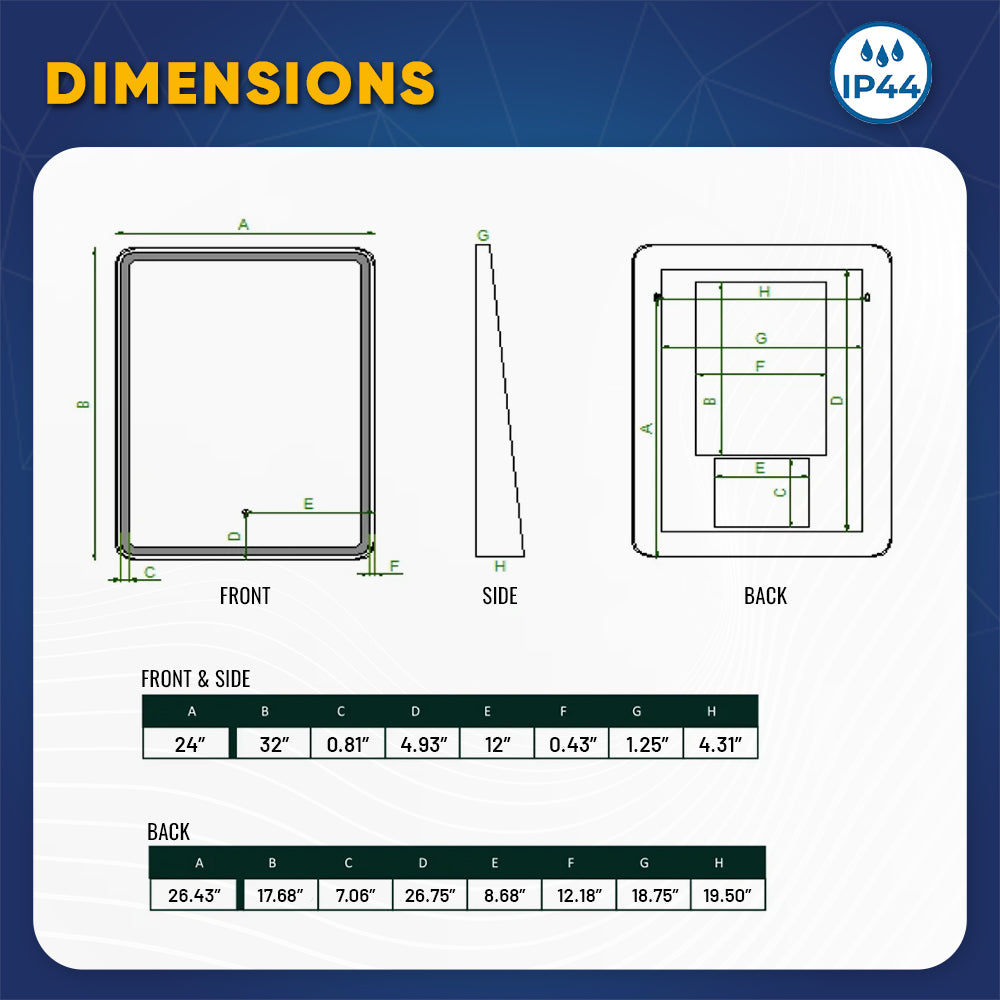 LED Lighted Bathroom Vanity Mirror With Shelf, Wall-Mounted, Touch Switch, Anti-Fog Adjustable Color Temperature & Remembrance, CRI 90+, Lighted Makeup Mirrors, Raven Style