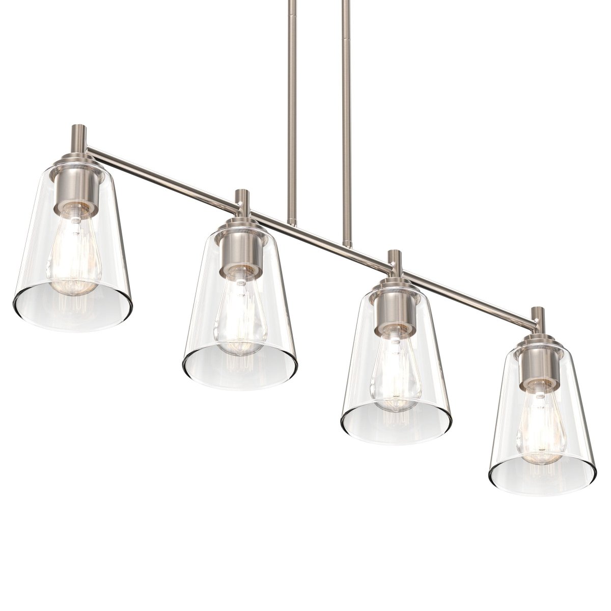 4 - Lights Island Linear Pendant Light with Clear Glass Shade, E26 Base, UL Listed for Damp Location - BUILDMYPLACE