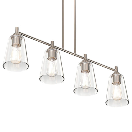 4 - Lights Island Linear Pendant Light with Clear Glass Shade, E26 Base, UL Listed for Damp Location - BUILDMYPLACE