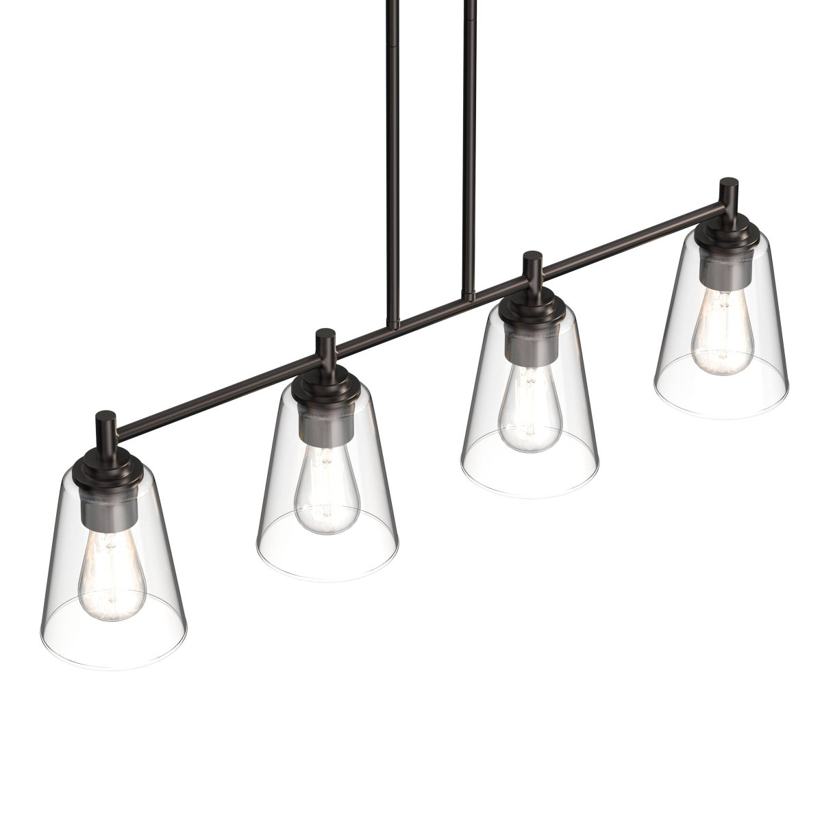 4 - Lights Island Linear Pendant Light with Clear Glass Shade, E26 Base, UL Listed for Damp Location - BUILDMYPLACE