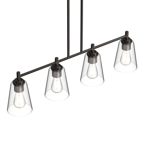 4 - Lights Island Linear Pendant Light with Clear Glass Shade, E26 Base, UL Listed for Damp Location - BUILDMYPLACE