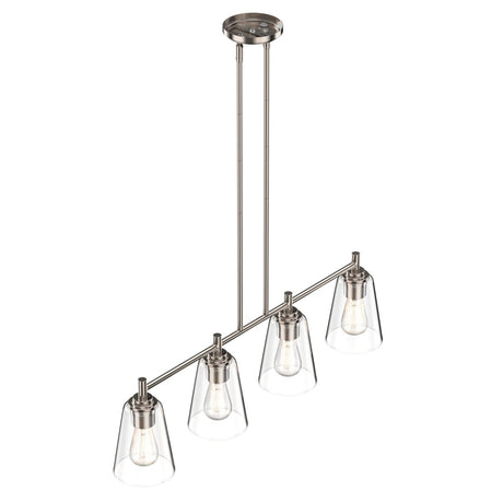 4 - Lights Island Linear Pendant Light with Clear Glass Shade, E26 Base, UL Listed for Damp Location - BUILDMYPLACE