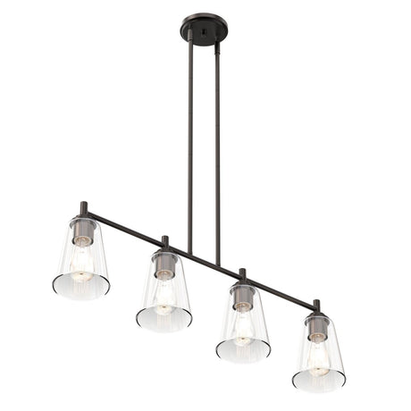 4 - Lights Island Linear Pendant Light with Clear Glass Shade, E26 Base, UL Listed for Damp Location - BUILDMYPLACE