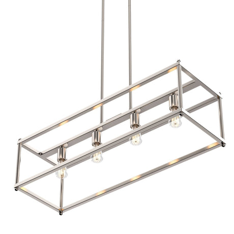 4 - Lights Linear Chandelier Light, For Damp Location, Open Frame Rectangle Chandeliers, E26 Base, UL Listed, 3 Years Warranty - BUILDMYPLACE