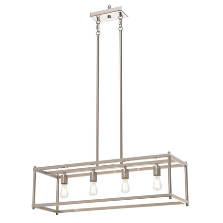 4 - Lights Linear Chandelier Light, For Damp Location, Open Frame Rectangle Chandeliers, E26 Base, UL Listed, 3 Years Warranty - BUILDMYPLACE
