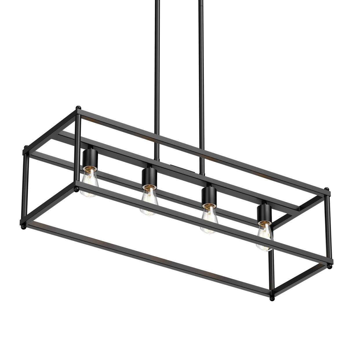 4 - Lights Linear Chandelier Light, For Damp Location, Open Frame Rectangle Chandeliers, E26 Base, UL Listed, 3 Years Warranty - BUILDMYPLACE