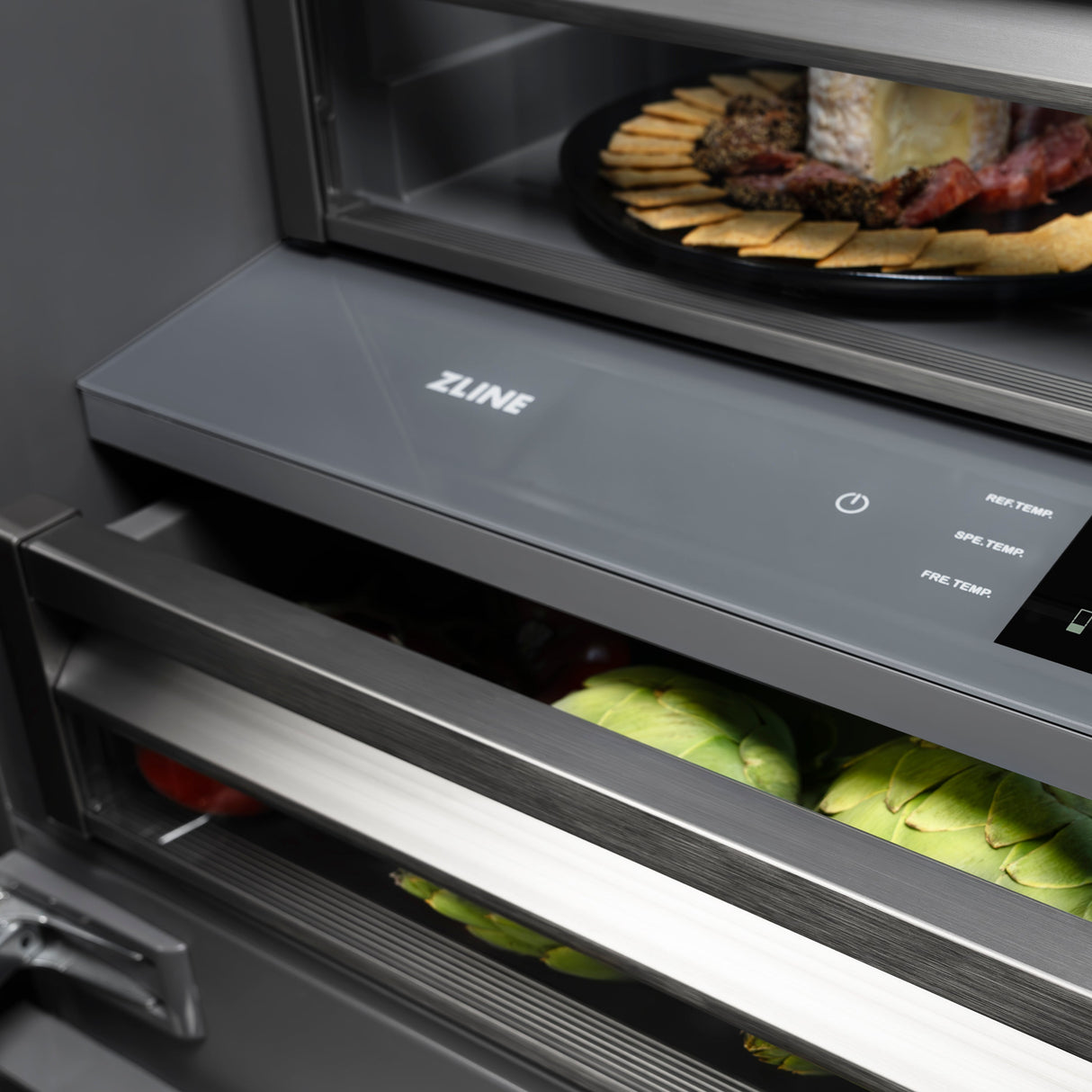 ZLINE Autograph Edition 30 in. 16.1 cu. ft. Panel Ready Built-In Bottom Freezer Refrigerator with Water Dispenser and Ice Maker with Graphite Gray Interior and Matte Black Accents (GRBIVZ-30-MB)