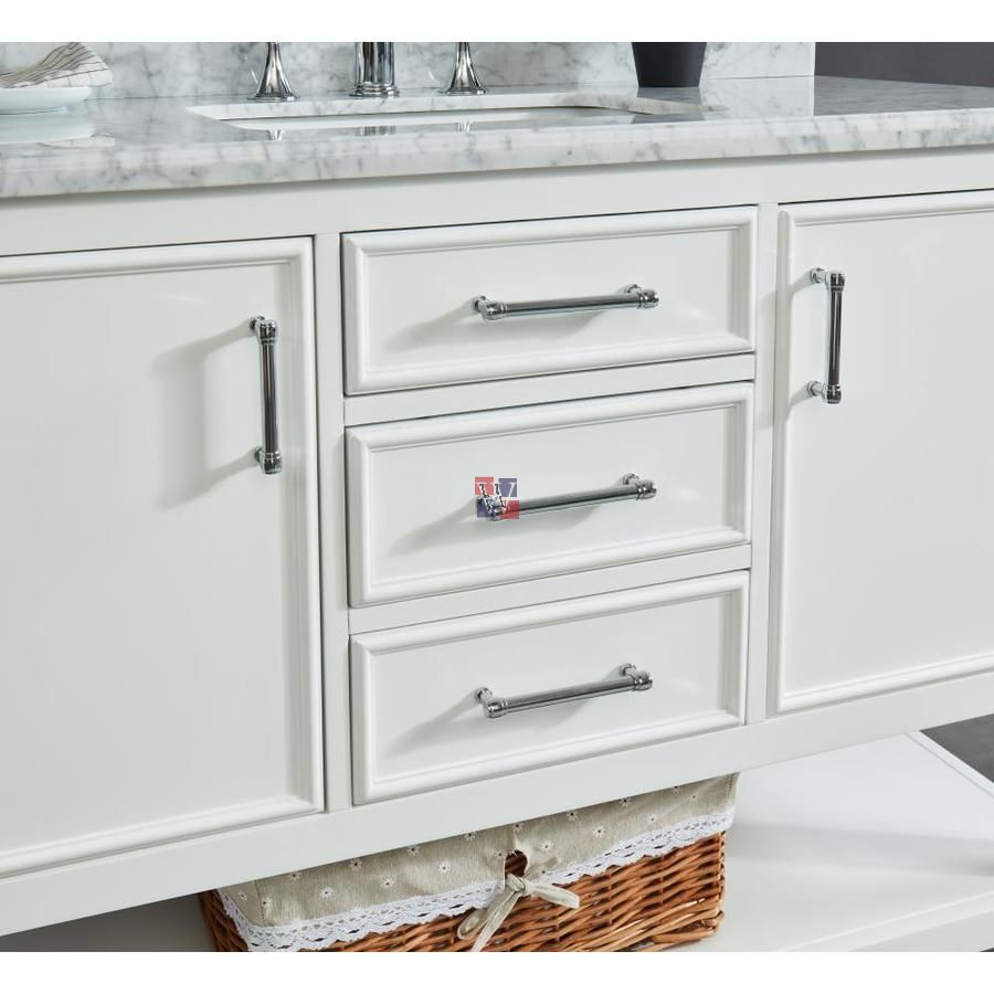 Manhattan 49" Dove White - Version 2 Vanity Combo - Size is 49"W x 34.5"H x 22"D - Carrara White Marble Top