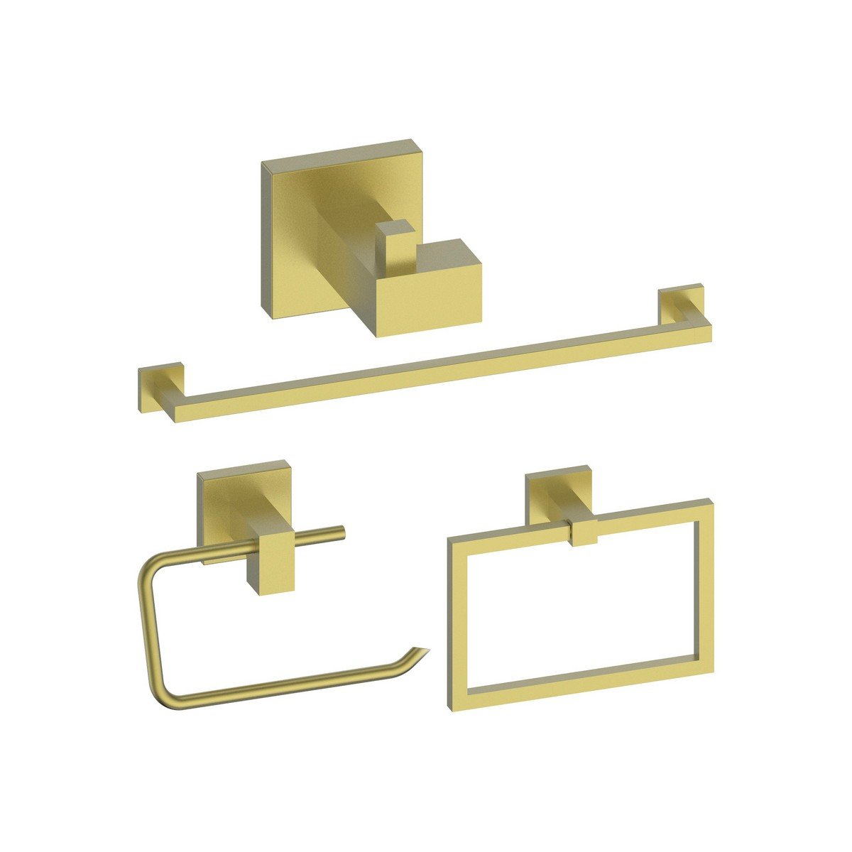 ZLINE Crystal Bay Bathroom Accessories Package with Towel Rail, Hook, Ring and Toilet Paper Holder in Champagne Bronze
