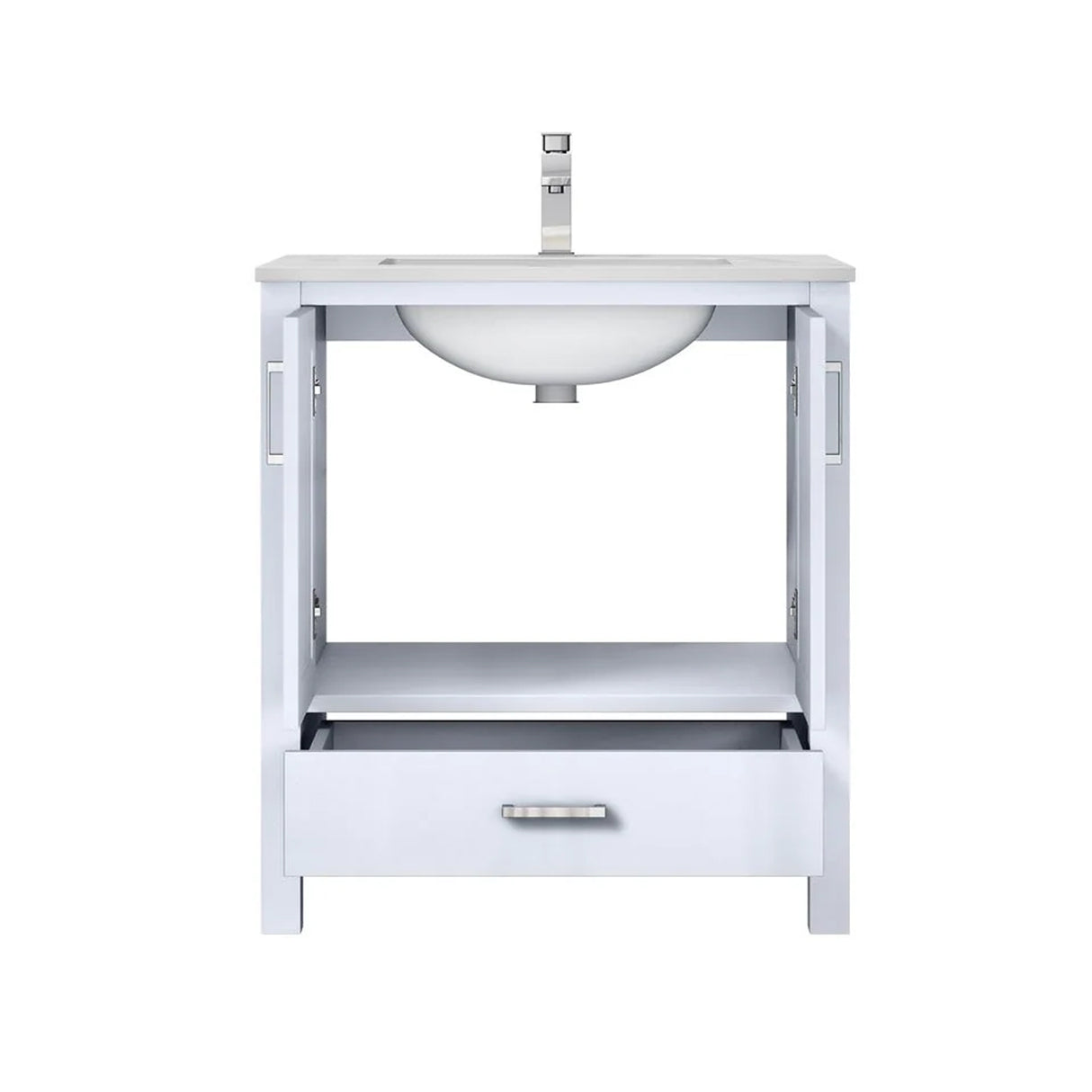 Jacques 30 in. Bathroom Freestanding Bathroom Vanity With Undermount Ceramic Sink, White Carrara Marble